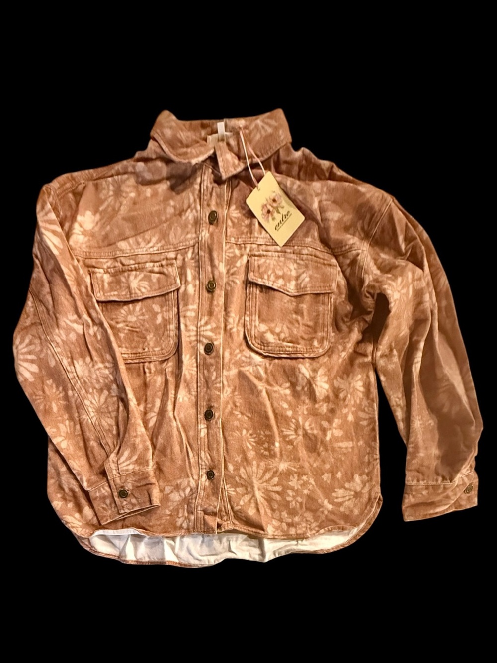 Entro Caramel Utility Shirt Jacket Floral Pattern